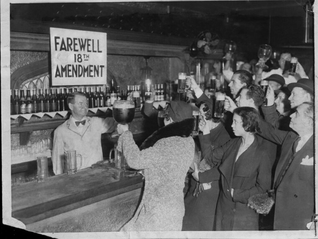 bar patrons celebrating repeal of Prohibition